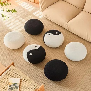 Tai Chi Round Stool Soft Fabric <b>Floor</b> Cushion Living Room <b>Sofa</b> Footrest Black White Creative Design - Product Image 3