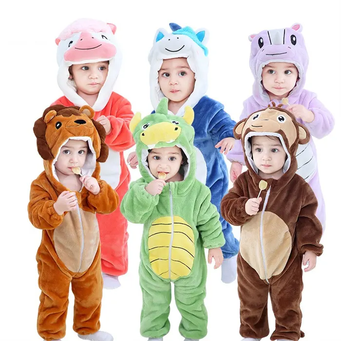 Sơ Sinh Đội Mũ Trùm Đầu Quần Áo Chàng Trai Cô Gái Đồ Ngủ Jumpsuit Động Vật Panda Trang Phục Trẻ Sơ Sinh Bé Romper