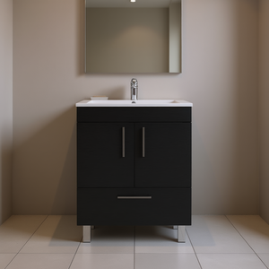 Mayorca Single Bathroom Vanity Black 32-34 In Floor Standing Modern Design Contemporary Style Ceramic Basin - Product Image 2