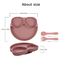 Ensemble de vaisselle pour enfants, assiette en silicone de qualité alimentaire avec cuillère et fourchette, plusieurs options de couleurs, assiette résistante à la chaleur, logo personnalisé, vaisselle