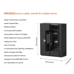 ZLKM1203D 12.2KW Slim Double Porte Conception Multi-room Utilisation Poêle <span class=keywords><strong>à</strong></span> <span class=keywords><strong>granulés</strong></span> <span class=keywords><strong>de</strong></span> <span class=keywords><strong>bois</strong></span> <span class=keywords><strong>à</strong></span> haute efficacité avec CE Rohs - Product Image 3
