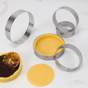 Cercle à <span class=keywords><strong>tarte</strong></span> <span class=keywords><strong>perforé</strong></span> en acier inoxydable 430, <span class=keywords><strong>moule</strong></span> à <span class=keywords><strong>tarte</strong></span> rond, <span class=keywords><strong>moule</strong></span> à pâtisserie, <span class=keywords><strong>moule</strong></span> à gâteau français, plusieurs tailles, cercle à mousse - Product Image 3