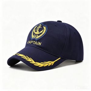 Gorra de Béisbol Estilo Capitán con Bordado de Ancla Náutica, Dos Tonos Azul Marino y Blanco, Visera Curva Ajustable, Gorra de Vela para Yates - Product Image 2