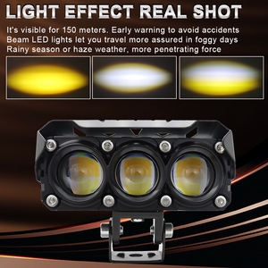 ไฟสปอร์ตไลท์หน้ารถมอเตอร์ไซค์ สีขาวเหลือง LED สองสี กันน้ำ IP68 ไฟขับขี่ 3 เลนส์ พร้อมพัดลม - Product Image 6