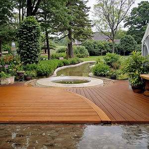 Revêtement de <span class=keywords><strong>terrasse</strong></span> en <span class=keywords><strong>bois</strong></span> composite Wpc personnalisé en relief creux imperméable à l'eau Soild 3d gaufré Co Extrusion pour piscine extérieure - Product Image 1