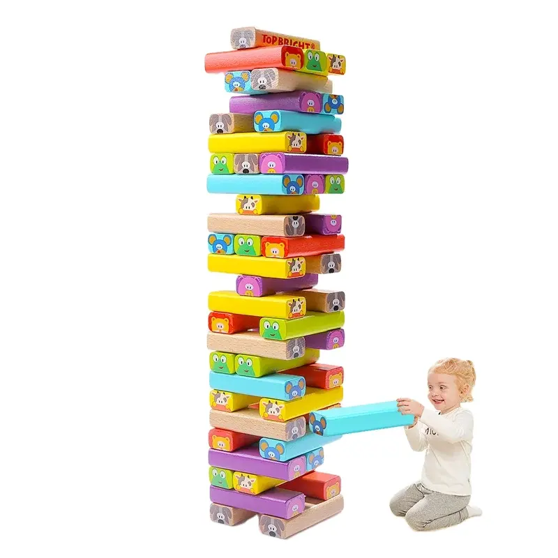 TOP BRIGHT Montessori Holz spielzeug Holz Tumbling Tower Spielzeug Tier Stapel Bausteine