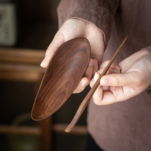 Walnut wood <b>tea</b> scoop, practical <b>tea</b> tray, <b>tea</b> spoon, and <b>tea</b> clip <b>set</b> for <b>tea</b> rooms, Chinese retro <b>tea</b> ceremony six-gentleman - Product Image 1