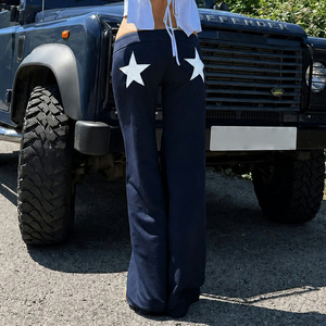 Vintage <b>Y2K</b> Low Waist Embroidered Star Jeans Wide Leg Casual <b>Pants</b> for Women Street Fashion Trousers - Product Image 3