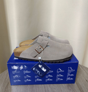 Sabots plats à bout fermé en cuir véritable style Birkenstock populaire, semelle extérieure en EVA, bout rond, mules d'extérieur toutes saisons - Product Image 4