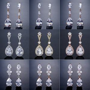 Boucles d'oreilles de mariée plaquées or de luxe RAKOL EP2040 pour femmes, bijoux 2022 - Product Image 4