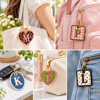 Porte-clés personnalisé brodé avec initiales, nom ou lettre, en tissu, pour sacs fourre-tout, sacs à dos, accessoires souvenirs - Vente en gros