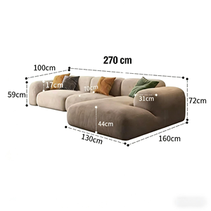 <span class=keywords><strong>Canapé</strong></span> modulaire en forme de L, tissu de qualité supérieure, grande taille 270 cm, tons <span class=keywords><strong>beige</strong></span> et marron, pour salon spacieux - Product Image 1