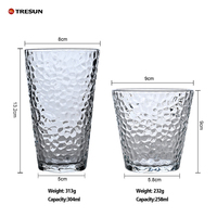 Verre à eau transparent résistant à la chaleur avec bordure dorée pour restaurant, motif martelé