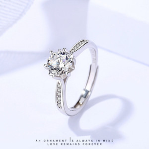 Moissanite <span class=keywords><strong>Diamond</strong></span> CZ 925 Sterling Silver Ring Wedding fidanzamento nuziale anello regolabile per le donne - Product Image 3