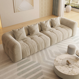 Divano Nordico per Soggiorno, Divano Modulare ad Angolo a Forma di L, Divano a 2 Posti <span class=keywords><strong>Beige</strong></span> Confortevole in Tessuto per Casa - Product Image 6