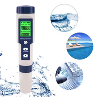 Testeur de qualité de l'eau portable 5 en 1, numérique, TDS/EC/PH/Salinité/Température, pour laboratoire