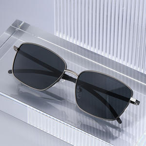 Lunettes de soleil carrées en métal pour hommes Ks-3829, verres polarisés TAC UV400, monture noire, style protection solaire extérieur - Product Image 2