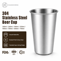 Gobelet en acier inoxydable 304 avec logo personnalisé, gobelet à eau monocouche, tasse à bière et à café portable, 200-700 ml, 8 tailles, gobelet conique brossé
