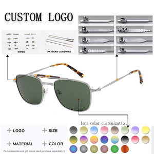 Gafas de sol Pilot rectangulares con montura completa, lentes negras, protección UV400, unisex, para actividades al aire libre para adultos - Product Image 2