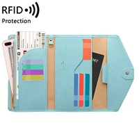Portefeuille multi-usages en cuir PU bloquant les RFID, portefeuille à trois volets, porte-passeport et documents de voyage personnalisé