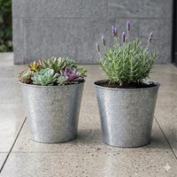Pot de fleurs rond en métal galvanisé vintage, petit pot en étain pour plantes succulentes et cactus, décoration de table intérieure, vente en gros