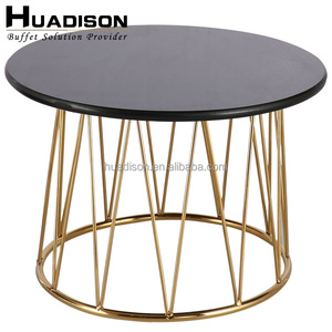 Huadison Catering Equipment Buffet Luxury Gold Snack <strong>Stands</strong> <strong>Three</strong> <strong>Tiers</strong> Buffet <strong>Food</strong> Display <strong>Stand</strong> for Wedding Banquet - Product Image 3