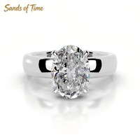 Bague moderne profil solitaire en argent S925 plaqué or, sertie de moissanite D Color VVS taille deux carats, monture griffe, fourniture OEM pour