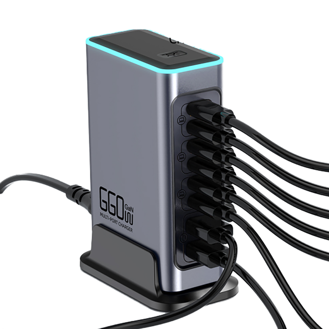 High Power 140W GaN USB-C Fast Charger with Lamp Holder Multi-Port Laptop/Tablet/Mobile Phone Desktop Type C Charging Station