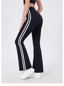 Wholesale Women High Rise Striped Side <b>Flared</b> <b>Leggings</b> Butt Lifting Nude Sense Slim Fit Pants for Daily Yoga Running Sports - Product Image 3