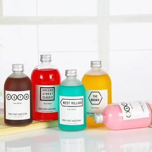 Bottiglia per bevande con succo di vetro rotondo opaco trasparente all'ingrosso 150 <span class=keywords><strong>ml</strong></span> <span class=keywords><strong>270</strong></span> <span class=keywords><strong>ml</strong></span> 350 <span class=keywords><strong>ml</strong></span> 500 <span class=keywords><strong>ml</strong></span> bottiglia di succo di vetro con coperchio - Product Image 1