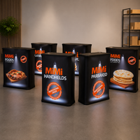 Table pliante entièrement personnalisable en tissu extensible 200g, portable, réutilisable, promotionnelle, avec éclairage LED intégré, pour comptoir d'exposition