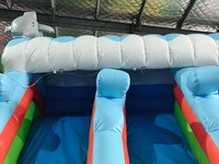 Toboggan aquatique gonflable commercial à trois voies avec piscine, toboggan géant en PVC sur le thème de l'océan pour les fêtes d'enfants, location disponible, personnalisation possible