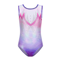 Justaucorps de gymnastique pour enfants, dégradé, orné de diamants, sans manches, pour la pratique du ballet, pour filles