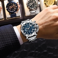 Jam Tangan POEDAGAR 892 Merek Ternama Mewah Dial Besar Bahan Stainless Steel Bercahaya Tahan Air Kronograf Tanggal Relogio Masculino