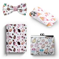 Benutzer definierte Voll druck Cartoon Dessert Malerei dekorative Stoff für Handy hülle/Bogen wasserdichtes PU synthetisches Vinyl Leders ofa