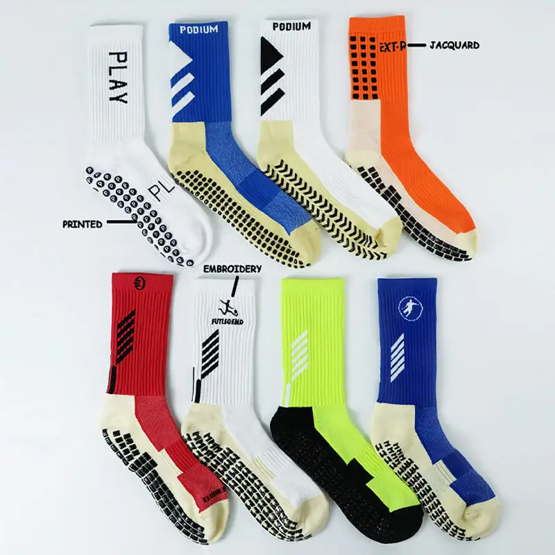 Spor çoraplar özel Logo futbol sıkıştırma tasarımcı ünlü markalar Anti kayma spor çorapları erkekler