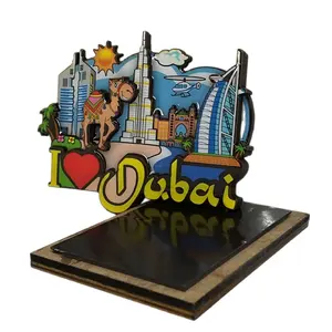 New York Custom High Quality Promotion Craft 3D Wooden Fridge Magnet