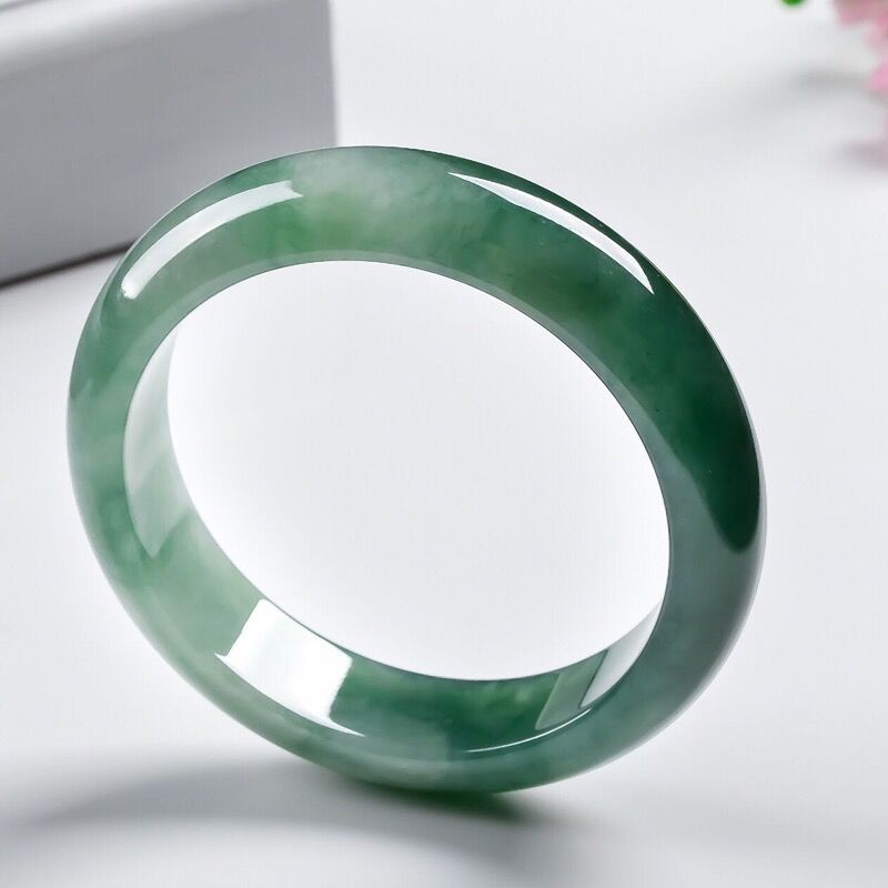 Natural Myanmar Jade Ice Waxy Kinds Round Imperial Concubine Ring