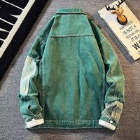 RNSHANGER Blouson en jean pour homme automne, style streetwear, patchwork, col rabattu, veste décontractée ample à manches longues pour homme