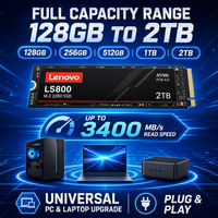 Disque SSD interne Lenovo LS800 PCIe 3.0 M.2 NVMe 512 Go 1 To 2 To 3D NAND Flash 3400 Mo/s haute vitesse pour ordinateur portable, ordinateur de bureau, PS5