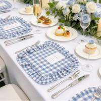 Serviettes en tissu carrées à volants à carreaux personnalisables en gros, serviettes de table réutilisables pour mariage, fête, banquet, occasions de Noël