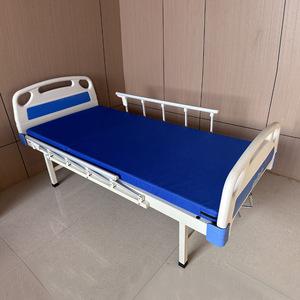 Lit médical Kangwan à manivelle simple, bleu, en ABS, structure au sol, pour la réadaptation des personnes âgées et des patients - Product Image 2