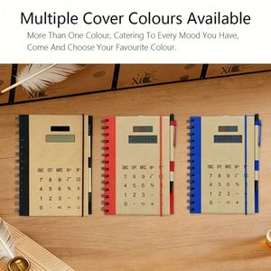 สมุดโน้ตแบบสันห่วงขนาด A6 ปรับแต่งได้ พร้อมเครื่องคิดเลขอิเล็กทรอนิกส์ ปากกา ปกกระดาษพิมพ์ลาย แผ่นบันทึก และกระดาษโน้ตแบบแปะ - Product Image 5