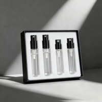 Ventes en gros de mini flacons en verre de 1 ml, 2 ml, 2,5 ml, échantillons de parfum, vaporisateurs, flacons de test, couvercle noir, faible MOQ, stock, impression d'écran, logo