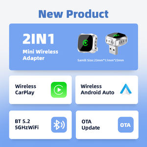 จำหน่ายโดยตรงจากผู้ผลิต กล่อง Carplay ไร้สาย, อะแดปเตอร์แปลง Carplay แบบมีสายเป็นไร้สาย 2-in-1 สำหรับ Android ในรถยนต์, สำหรับการเชื่อมต่อภายในรถยนต์ - Product Image 2