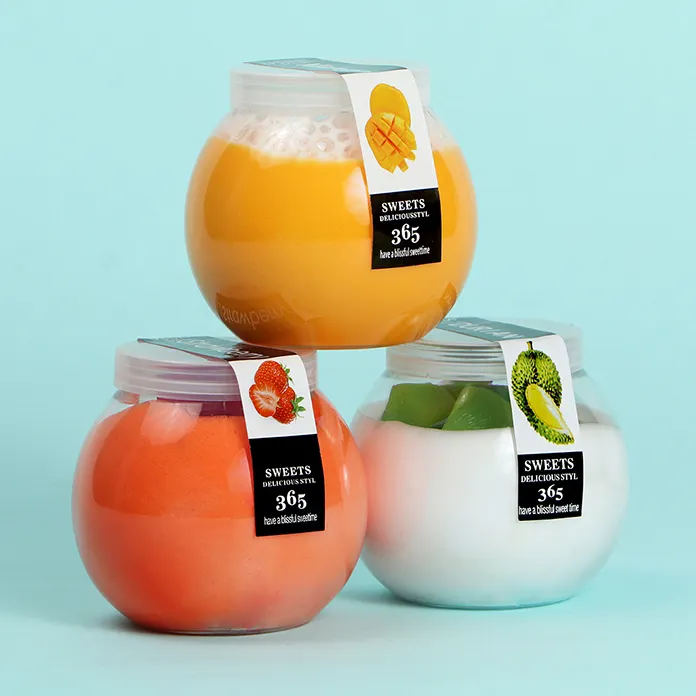 160ml 210ml Empty Round Ball Pudding Bottle Plastic Jars With Lids Yogurt Container Spherical for Milk Jams Jelly Mousse