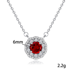 9 Simple 6mm Round Cut Blue Topaz Double Halo Necklace 925 Sterling Silver Natural Gem <b>Stone</b> Jewelry Gifts For Women - Product Image 6