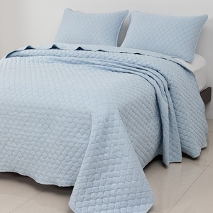 Juego de Manta Acolchada Ligera de Microfibra para <span class=keywords><strong>Verano</strong></span>, 90 g/m², Prelavada, Transpirable, para Habitación con Aire Acondicionado, Textura de Diamante Ondulado - Product Image 4