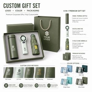 Set de Regalo Empresarial Promocional con Logotipo Personalizado, Termo, Mini Ventilador Eléctrico, Paraguas Plegable, Kit de Apreciación Corporativa para Empleados - Product Image 4