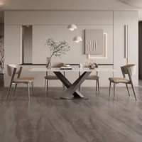 Chaises de salle à manger d'extérieur en cuir italien et métal, design nordique, dossier haut, pour hôtels et restaurants